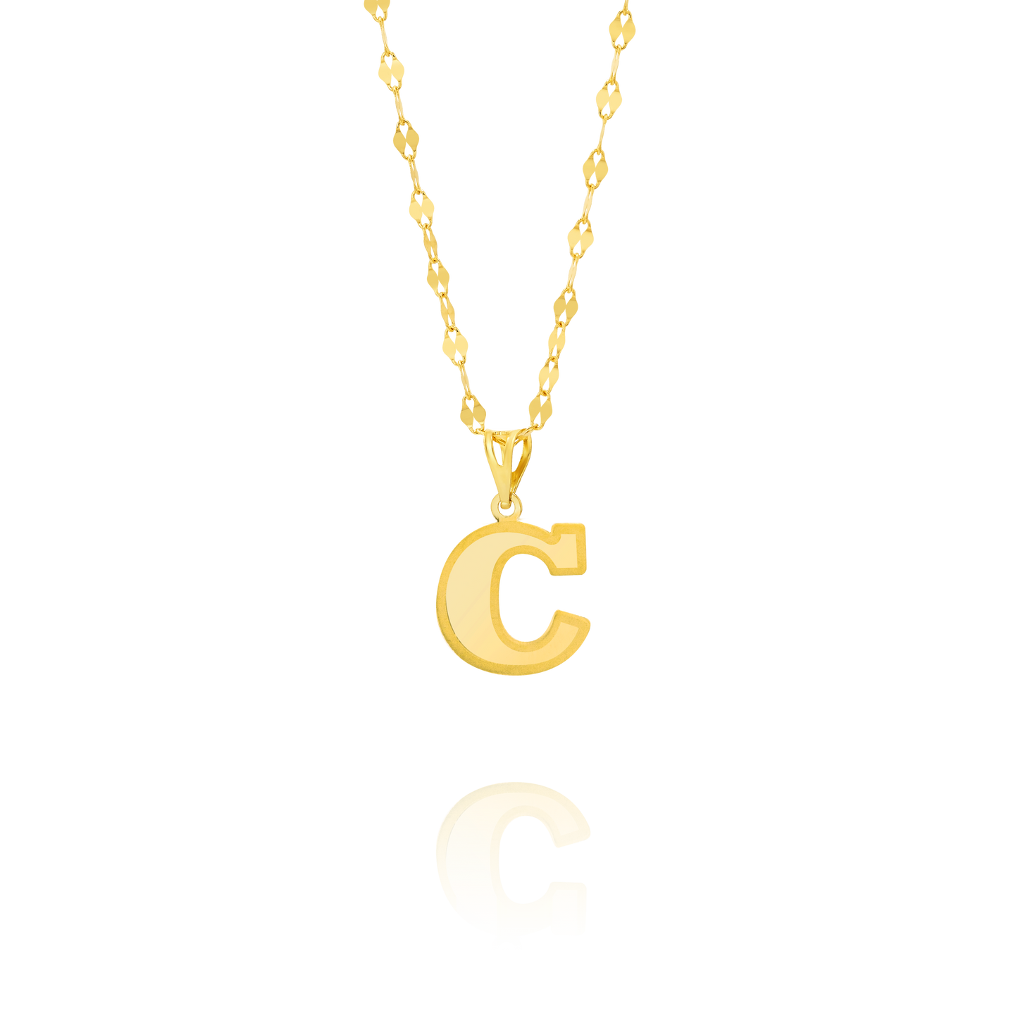 18K Pure Gold Letter C Necklace