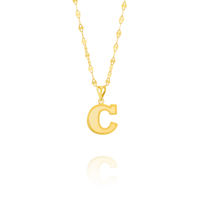 18K Pure Gold Letter C Necklace