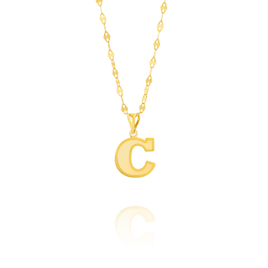 18K Pure Gold Letter C Necklace