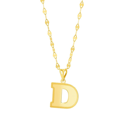 18K Pure Gold Letter D Necklace
