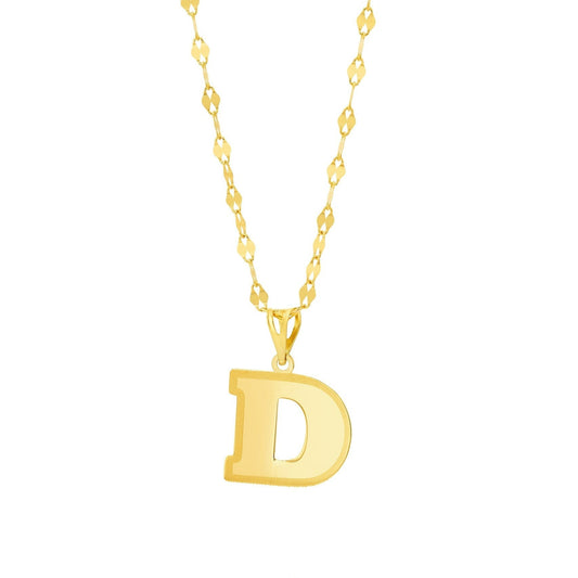 18K Pure Gold Letter D Necklace