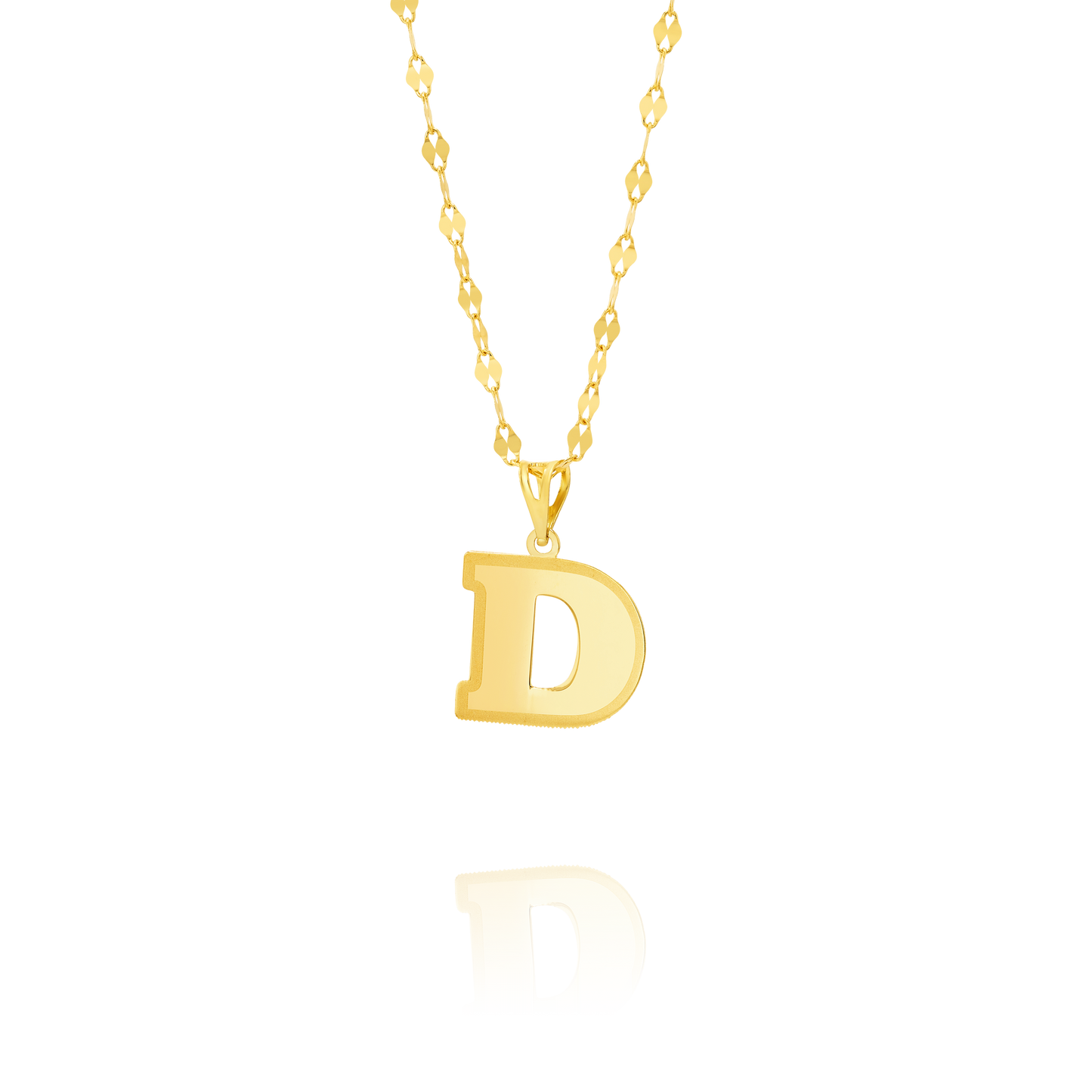 18K Pure Gold Letter D Necklace