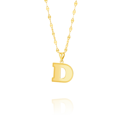 18K Pure Gold Letter D Necklace