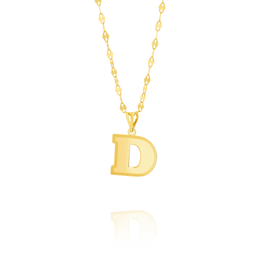 18K Pure Gold Letter D Necklace