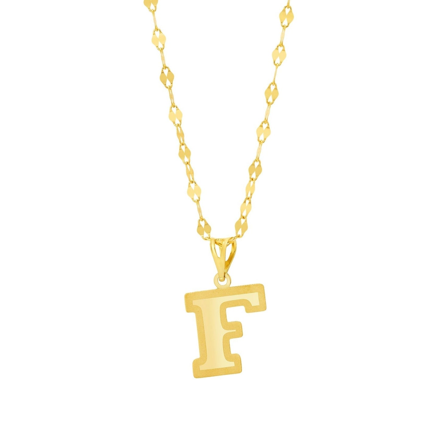 18K Pure Gold Letter F Necklace