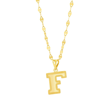 18K Pure Gold Letter F Necklace