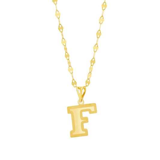 18K Pure Gold Letter F Necklace