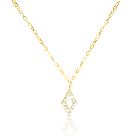 18K Pure Gold Stone Diamond Necklace