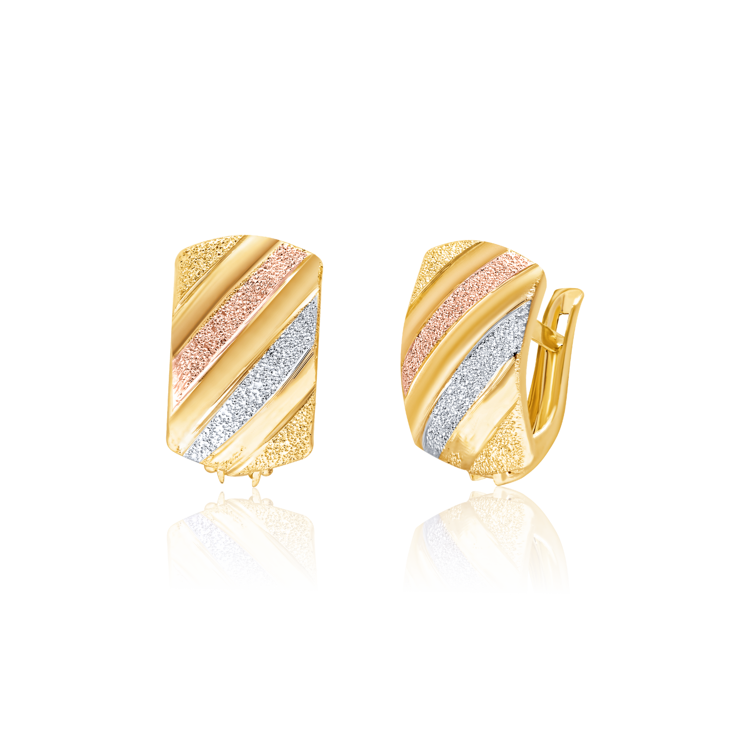 18K Pure Gold Curved Clip Earring Set