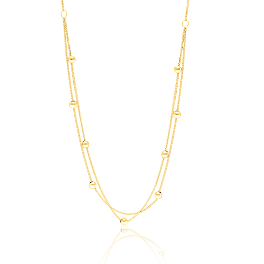 18K Pure Gold 2 Layer Seed Necklace