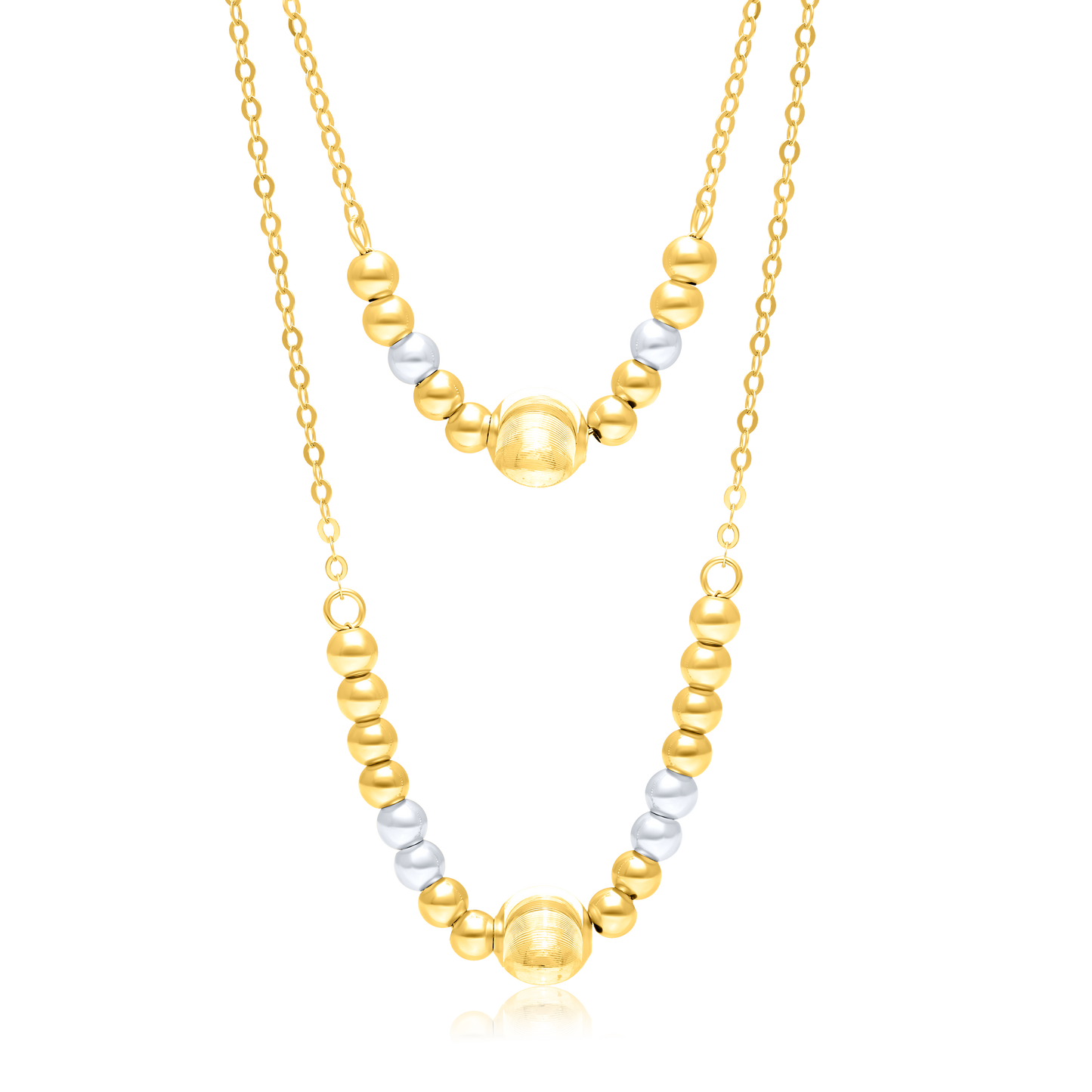 18K Pure Gold 2 Color Ball Seeds Necklace