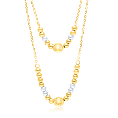 18K Pure Gold 2 Color Ball Seeds Necklace