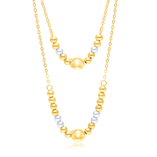 18K Pure Gold 2 Color Ball Seeds Necklace