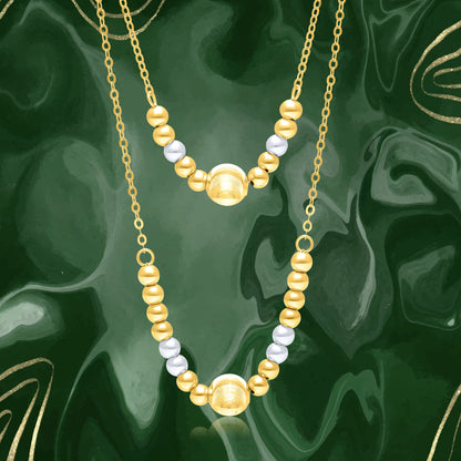 18K Pure Gold 2 Color Ball Seeds Necklace