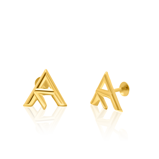 18K Pure Gold A Screw Earring Set