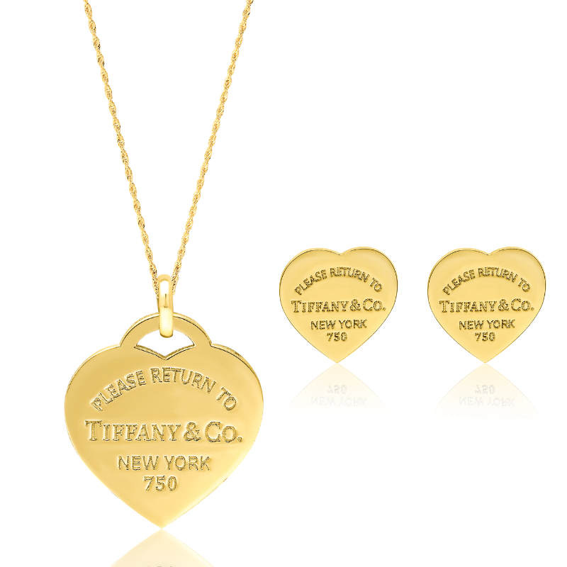18K Pure Gold T.F Heart Jewelry Set