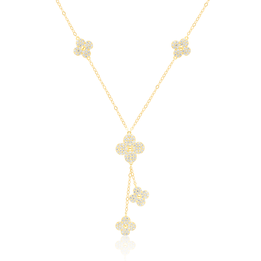 18K Pure Gold Hanging V.C Stone Necklace