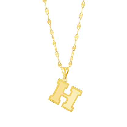 18K Pure Gold Letter H Necklace
