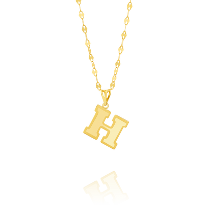 18K Pure Gold Letter H Necklace