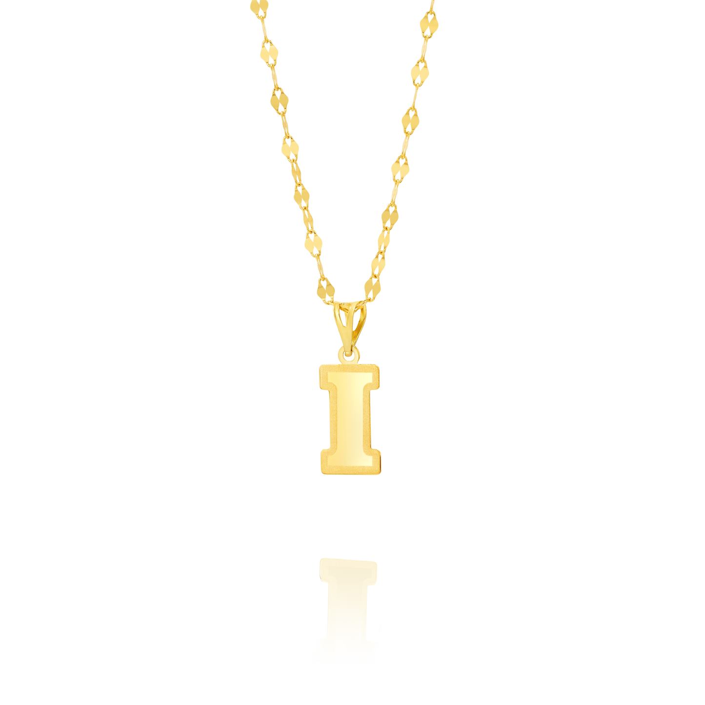 18K Pure Gold Letter I Necklace
