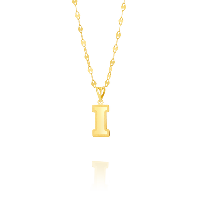 18K Pure Gold Letter I Necklace