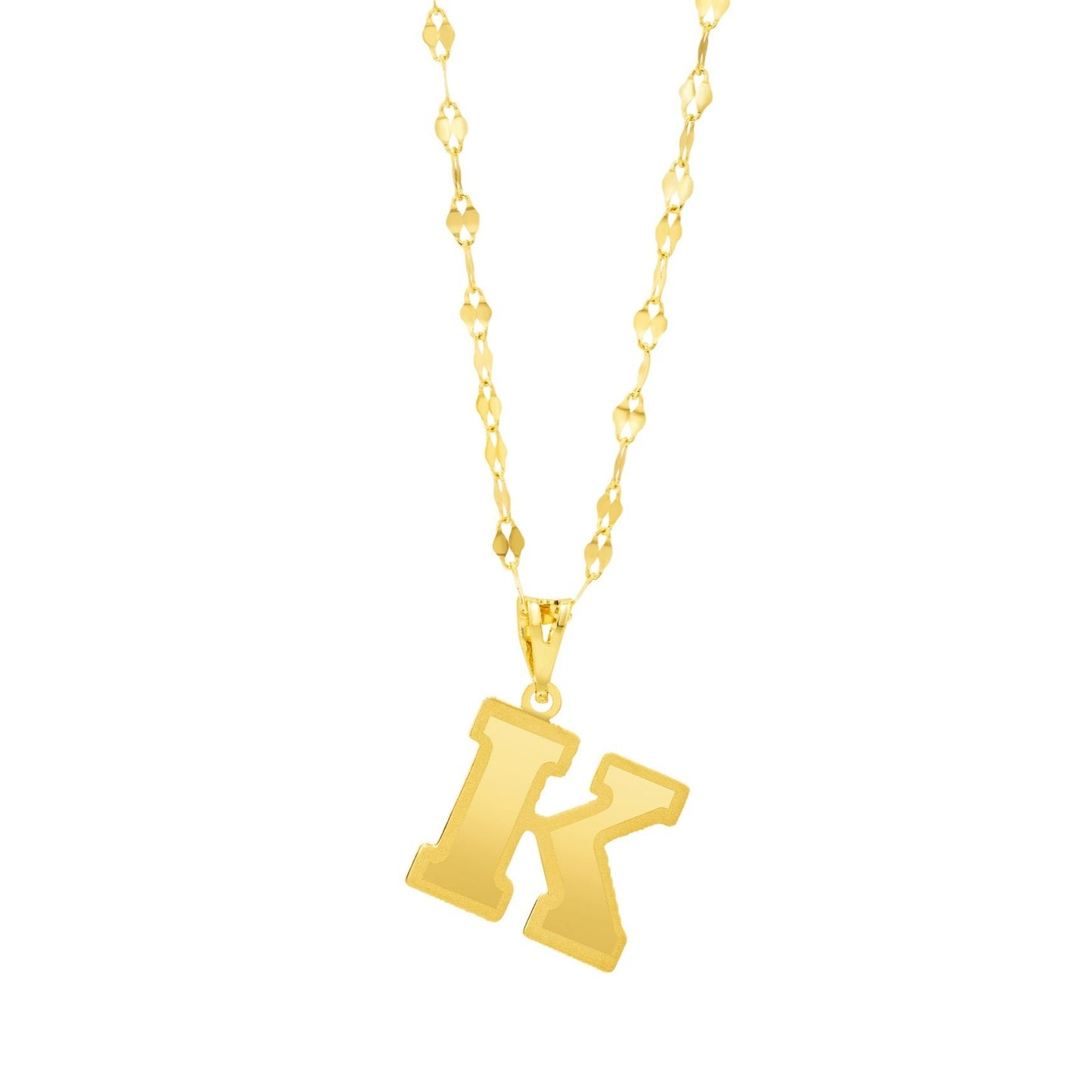 18K Pure Gold Letter K Necklace