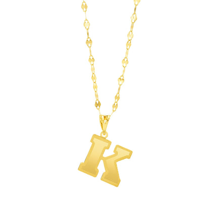 18K Pure Gold Letter K Necklace