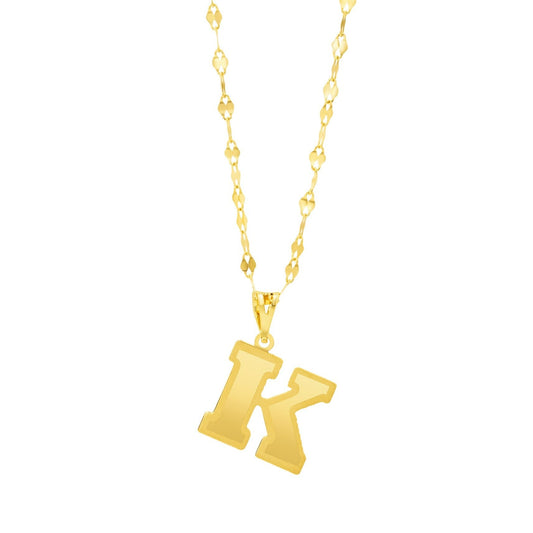 18K Pure Gold Letter K Necklace