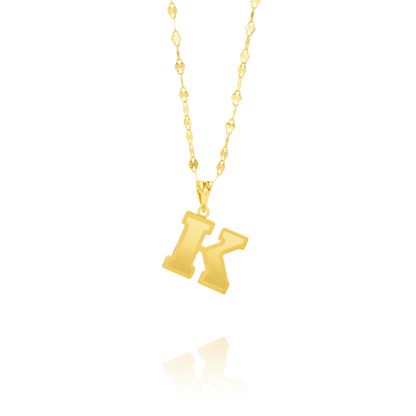 18K Pure Gold Letter K Necklace