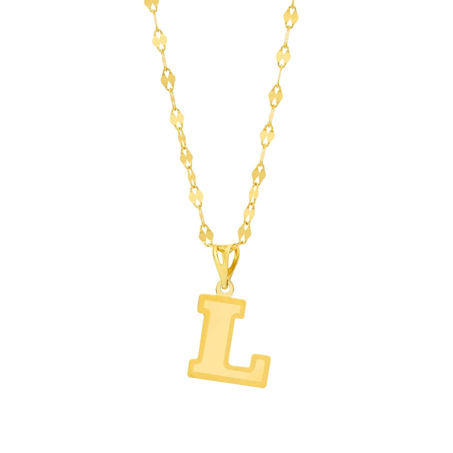 18K Pure Gold Letter L Necklace