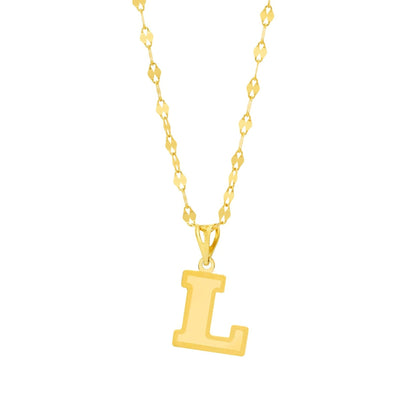 18K Pure Gold Letter L Necklace