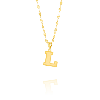 18K Pure Gold Letter L Necklace