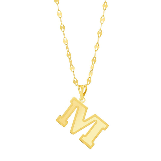 18K Pure Gold Letter M Necklace