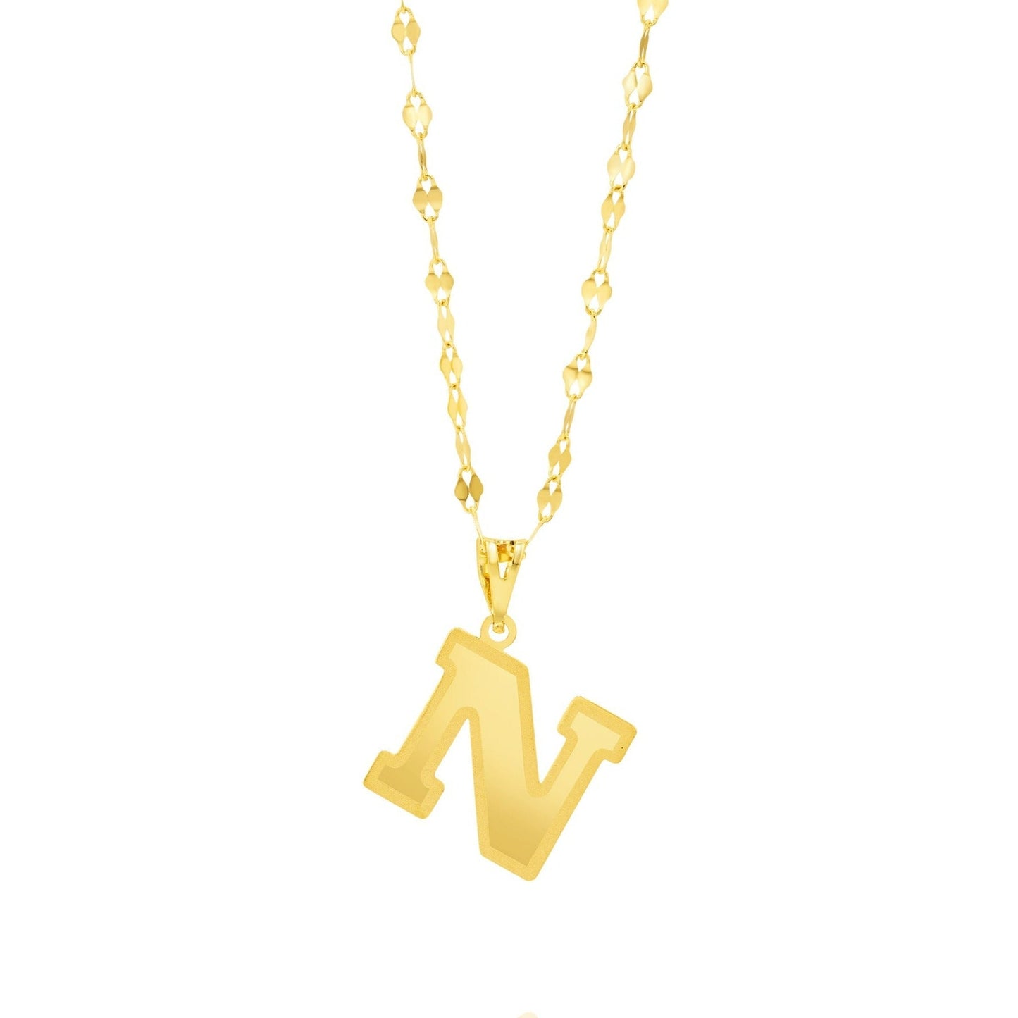 18K Pure Gold Letter N Necklace