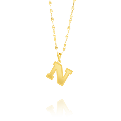18K Pure Gold Letter N Necklace