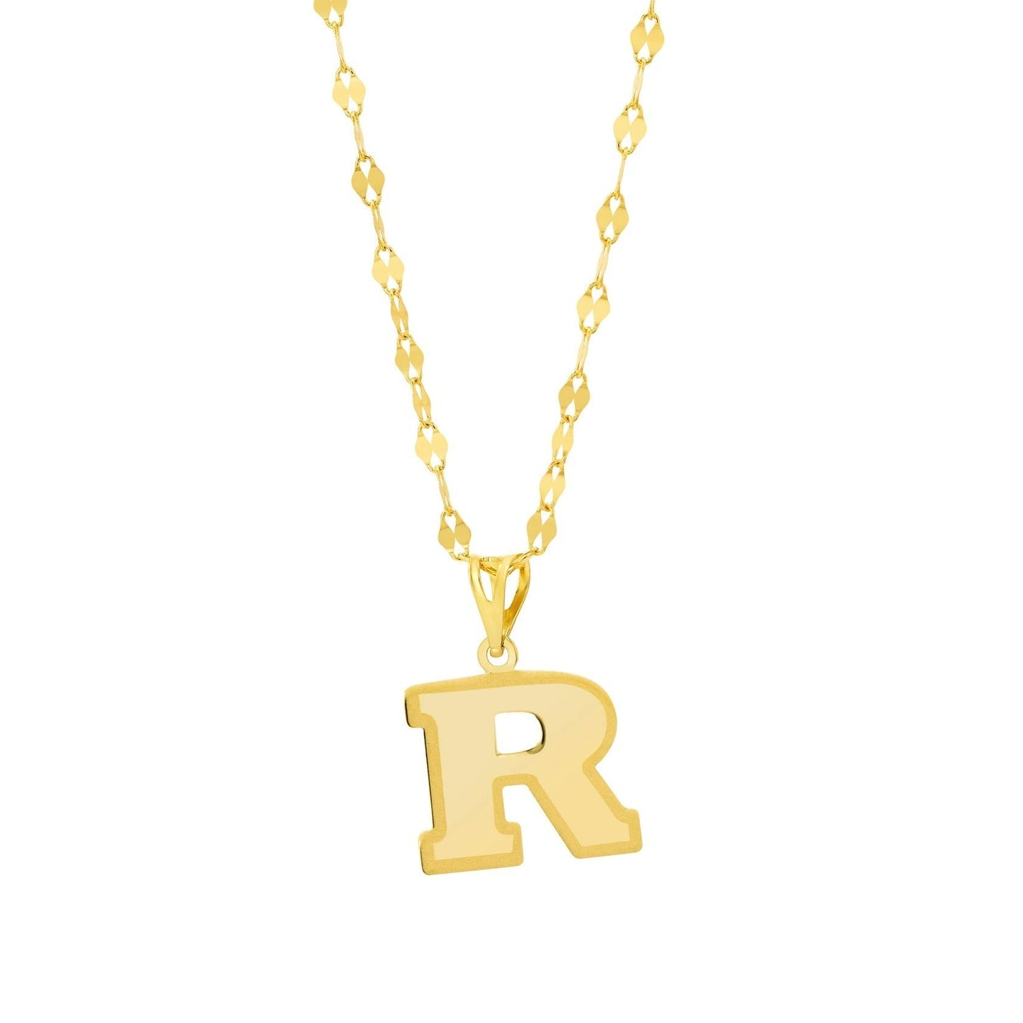 18K Pure Gold Letter R Necklace