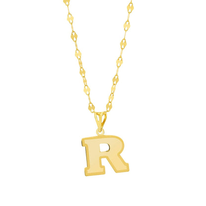 18K Pure Gold Letter R Necklace