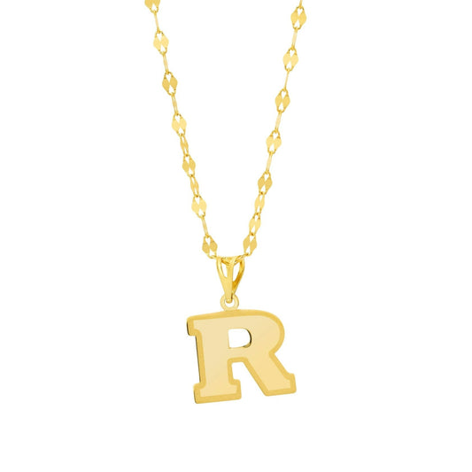 18K Pure Gold Letter R Necklace