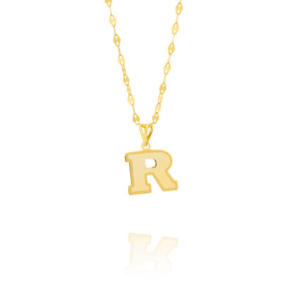 18K Pure Gold Letter R Necklace