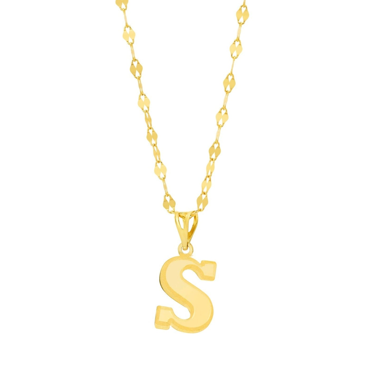 18K Pure Gold Letter S Necklace