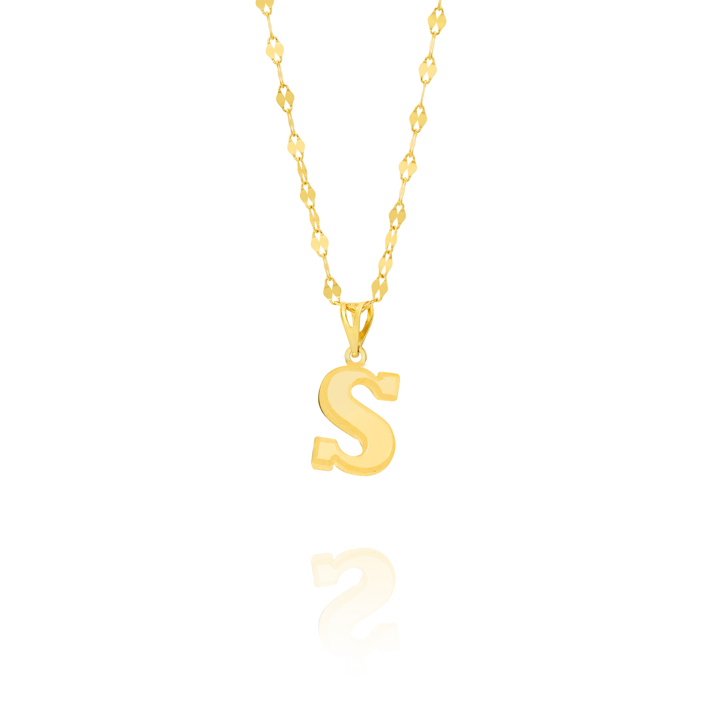 18K Pure Gold Letter S Necklace