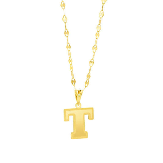 18K Pure Gold Letter T Necklace