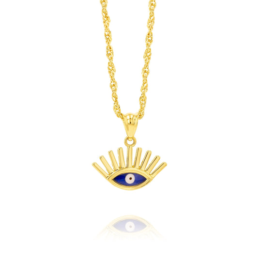 18K Pure Gold Eye Necklace