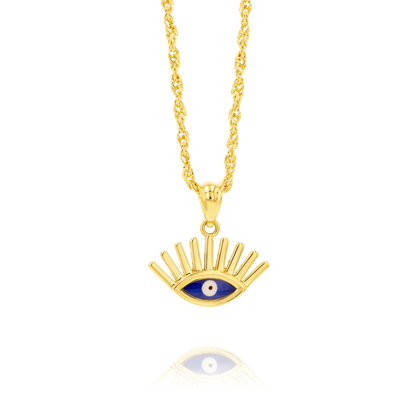 18K Pure Gold Eye Necklace