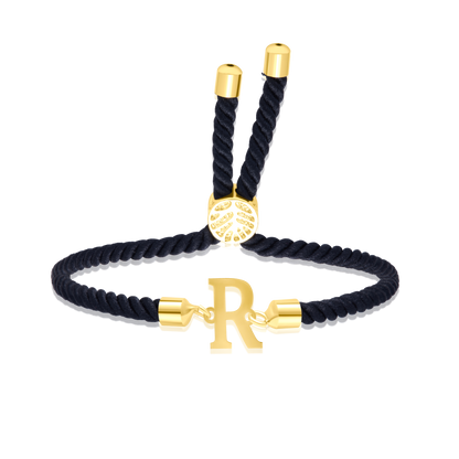 18K Pure Gold Thread Adjustable Letter R Bracelet