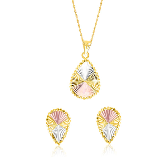 18K Pure Gold 3 Color Drop Jewelry Set