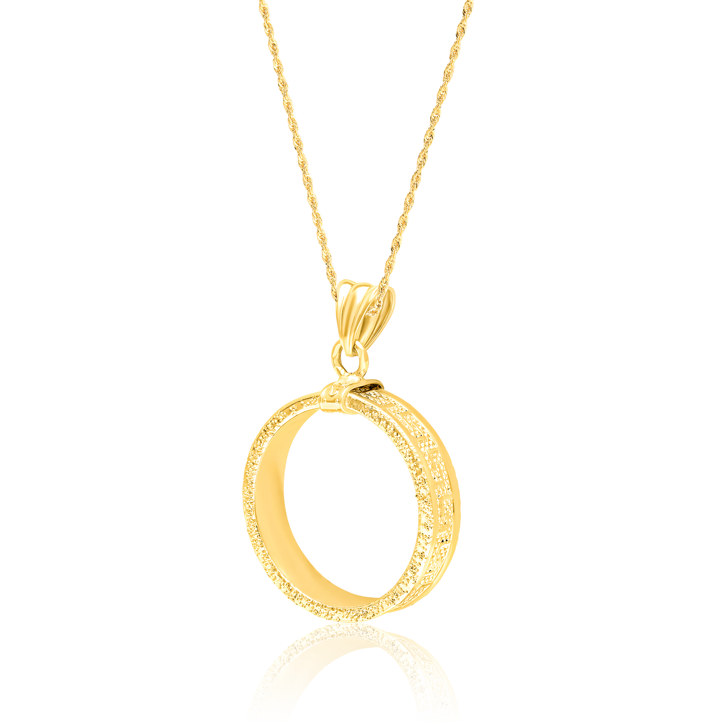 18K Pure Gold Round Necklace
