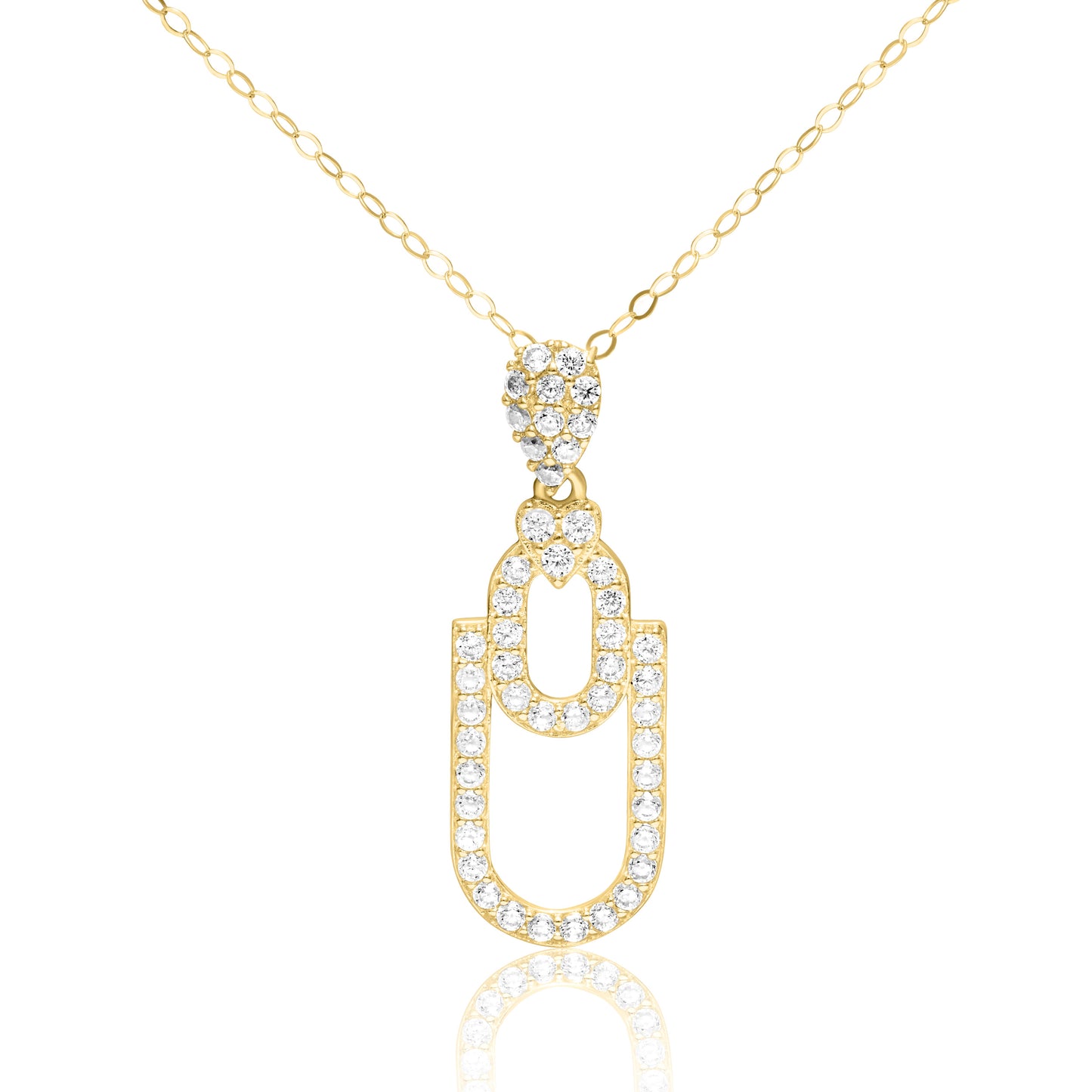 18K Pure Gold U-Heart Stone Necklace
