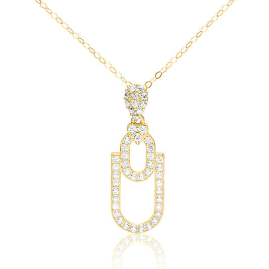 18K Pure Gold U-Heart Stone Necklace