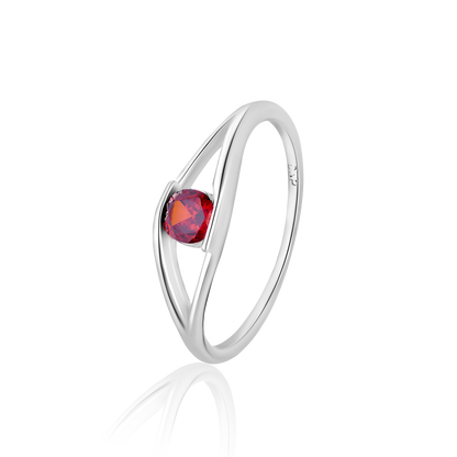 Real 925 Sterling Red Stone Silver Rings